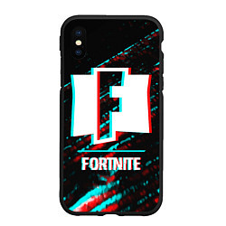 Чехол iPhone XS Max матовый Fortnite в стиле Glitch Баги Графики на темном фон, цвет: 3D-черный