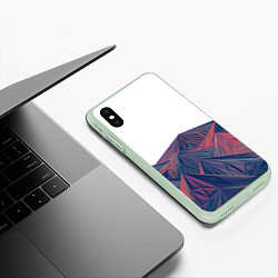 Чехол iPhone XS Max матовый Абстрактные Многоугольные Кристальные Горы, цвет: 3D-салатовый — фото 2