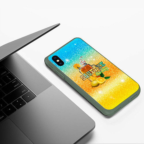 Чехол iPhone XS Max матовый Лимонад в банке / 3D-Темно-зеленый – фото 3