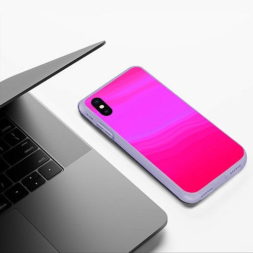 Чехол iPhone XS Max матовый Neon pink bright abstract background / 3D-Светло-сиреневый – фото 3