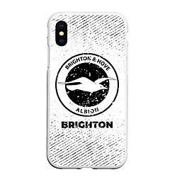 Чехол iPhone XS Max матовый Brighton с потертостями на светлом фоне, цвет: 3D-белый