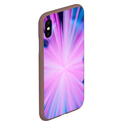 Чехол iPhone XS Max матовый Неоновые лучи из центра - Розовый, цвет: 3D-коричневый — фото 2