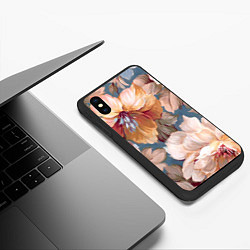 Чехол iPhone XS Max матовый Рисунок цветов, цвет: 3D-черный — фото 2