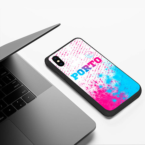 Чехол iPhone XS Max матовый Porto Neon Gradient / 3D-Черный – фото 3