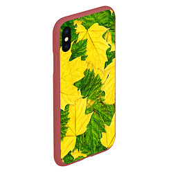 Чехол iPhone XS Max матовый Осенние кленовые листья, цвет: 3D-красный — фото 2