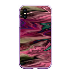 Чехол iPhone XS Max матовый Абстрактный размытый узор в розово-зеленых цветах, цвет: 3D-сиреневый