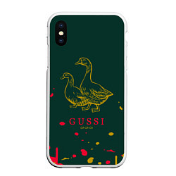 Чехол iPhone XS Max матовый Gucci - ga ga ga - краска, цвет: 3D-белый