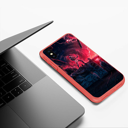 Чехол iPhone XS Max матовый Очень странные дела 4: Vecna season / 3D-Красный – фото 3