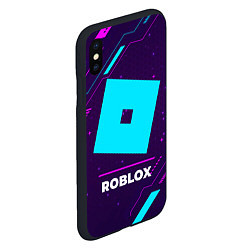 Чехол iPhone XS Max матовый Символ Roblox в неоновых цветах на темном фоне, цвет: 3D-черный — фото 2