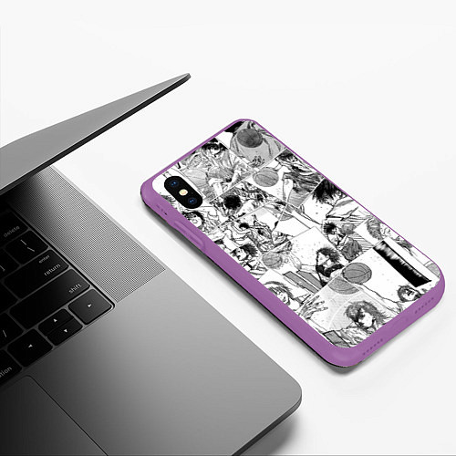Чехол iPhone XS Max матовый Команда мечты паттерн / 3D-Фиолетовый – фото 3