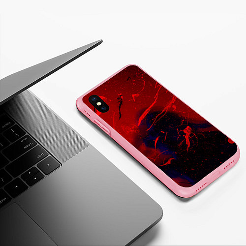 Чехол iPhone XS Max матовый Абстрактная краски и фигура - Красный / 3D-Баблгам – фото 3