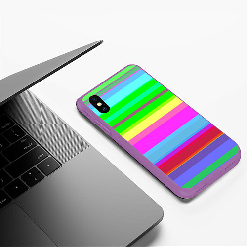 Чехол iPhone XS Max матовый Тропические линии / 3D-Фиолетовый – фото 3