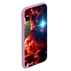 Чехол iPhone XS Max матовый Яркая звезда в космическом пространстве, цвет: 3D-сиреневый — фото 2