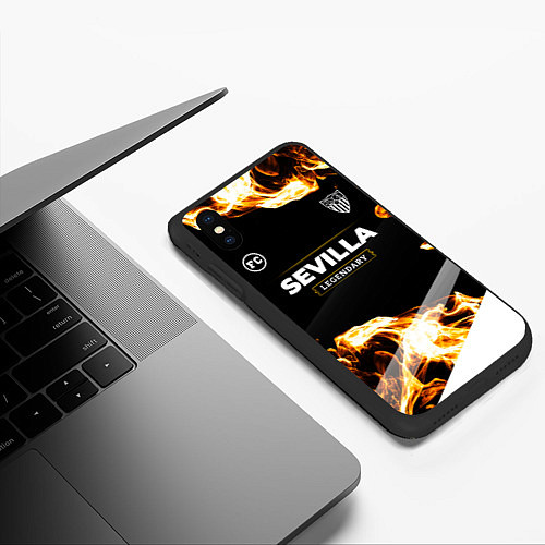 Чехол iPhone XS Max матовый Sevilla Legendary Sport Fire / 3D-Черный – фото 3