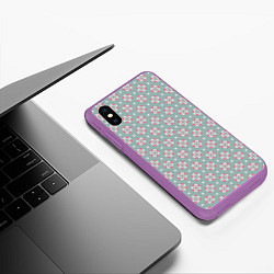 Чехол iPhone XS Max матовый Абстракция геометрия, цвет: 3D-фиолетовый — фото 2