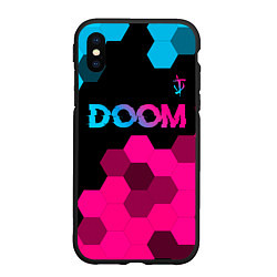 Чехол iPhone XS Max матовый Doom Neon Gradient, цвет: 3D-черный