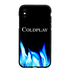 Чехол iPhone XS Max матовый Coldplay Blue Fire, цвет: 3D-черный