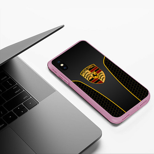 Чехол iPhone XS Max матовый PORSCHE - ГОНОЧНАЯ УНИФОРМА / 3D-Розовый – фото 3