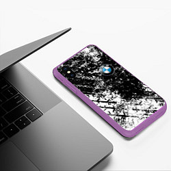 Чехол iPhone XS Max матовый BMW : Испачканная ЧБ, цвет: 3D-фиолетовый — фото 2