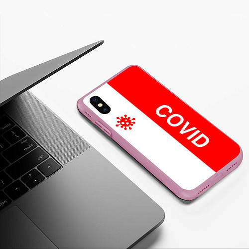 Чехол iPhone XS Max матовый COVID - ВИРУС / 3D-Розовый – фото 3