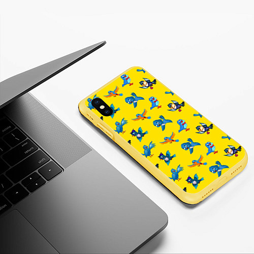 Чехол iPhone XS Max матовый Мультяшные птицы / 3D-Желтый – фото 3