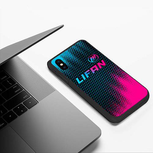 Чехол iPhone XS Max матовый Lifan Auto Neon Gradient / 3D-Черный – фото 3