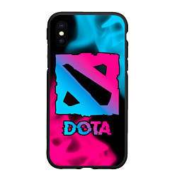 Чехол iPhone XS Max матовый Dota Neon Gradient, цвет: 3D-черный