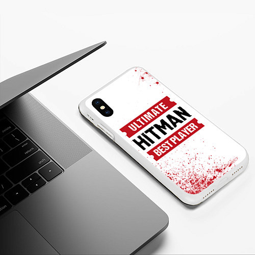 Чехол iPhone XS Max матовый Hitman: красные таблички Best Player и Ultimate / 3D-Белый – фото 3
