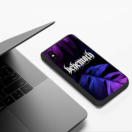 Чехол iPhone XS Max матовый Behemoth Neon Monstera / 3D-Черный – фото 3