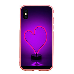 Чехол iPhone XS Max матовый Неоновый фонарь-сердце - Фиолетовый - Любовь