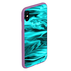 Чехол iPhone XS Max матовый Неоновый бирюзовый мраморный узор, цвет: 3D-фиолетовый — фото 2