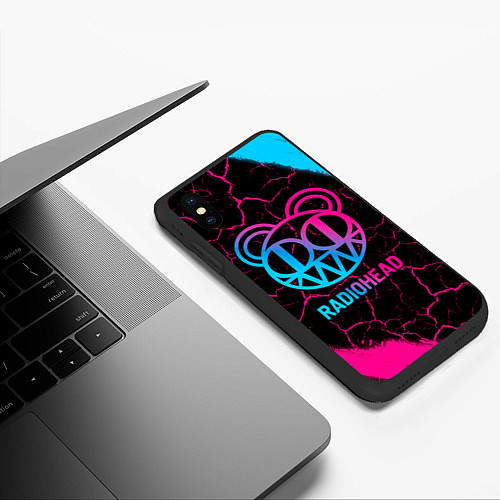 Чехол iPhone XS Max матовый Radiohead - neon gradient / 3D-Черный – фото 3