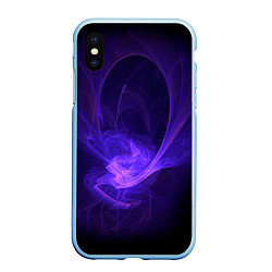 Чехол iPhone XS Max матовый Неоновые фракталы, цвет: 3D-голубой