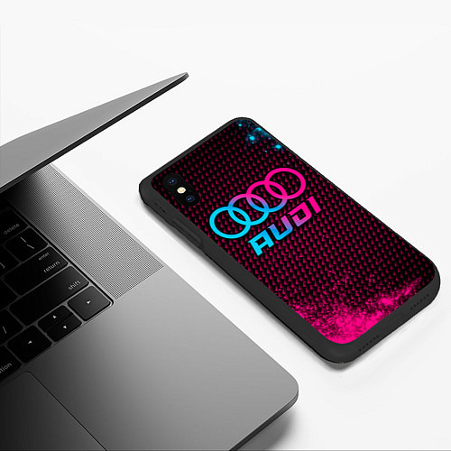 Чехол iPhone XS Max матовый Audi - neon gradient / 3D-Черный – фото 3