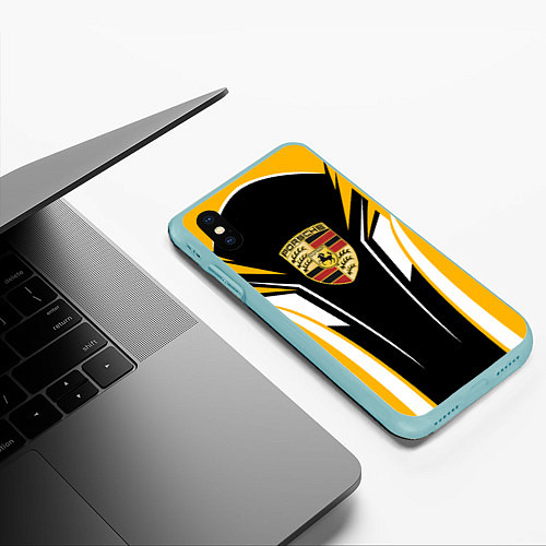 Чехол iPhone XS Max матовый ПОРШ - СПОРТИВНЫЙ / 3D-Мятный – фото 3