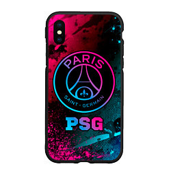 Чехол iPhone XS Max матовый PSG - neon gradient, цвет: 3D-черный