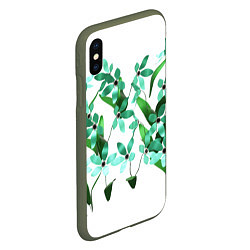 Чехол iPhone XS Max матовый Flowers green light, цвет: 3D-темно-зеленый — фото 2