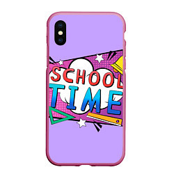 Чехол iPhone XS Max матовый School time, цвет: 3D-малиновый