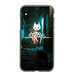 Чехол iPhone XS Max матовый Stray - киберпанк, цвет: 3D-темно-зеленый