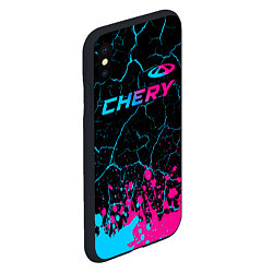 Чехол iPhone XS Max матовый Chery - neon gradient: символ сверху, цвет: 3D-черный — фото 2