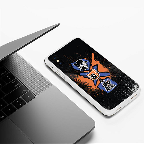 Чехол iPhone XS Max матовый Граффити в стиле Любовь, смерть и роботы / 3D-Белый – фото 3