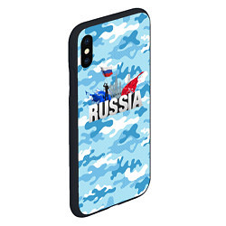 Чехол iPhone XS Max матовый Russia: синий камфуляж, цвет: 3D-черный — фото 2