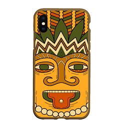 Чехол iPhone XS Max матовый Polynesian tiki CHILLING, цвет: 3D-коричневый