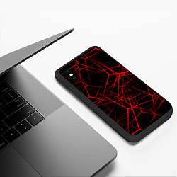 Чехол iPhone XS Max матовый Intersecting red rays, цвет: 3D-черный — фото 2