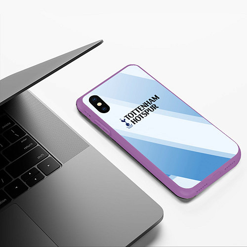 Чехол iPhone XS Max матовый Tottenham hotspur Голубые полосы / 3D-Фиолетовый – фото 3