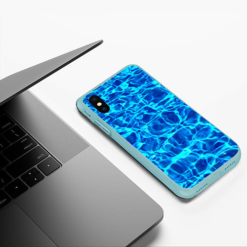 Чехол iPhone XS Max матовый Текстура поверхности воды / 3D-Мятный – фото 3