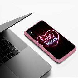 Чехол iPhone XS Max матовый Неоновая любовь 24 часа, цвет: 3D-малиновый — фото 2