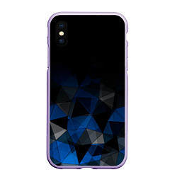 Чехол iPhone XS Max матовый Черно-синий геометрический