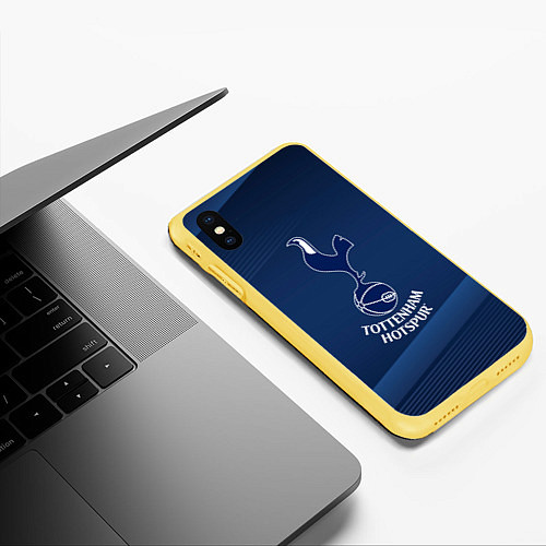 Чехол iPhone XS Max матовый Tottenham hotspur Синяя абстракция / 3D-Желтый – фото 3