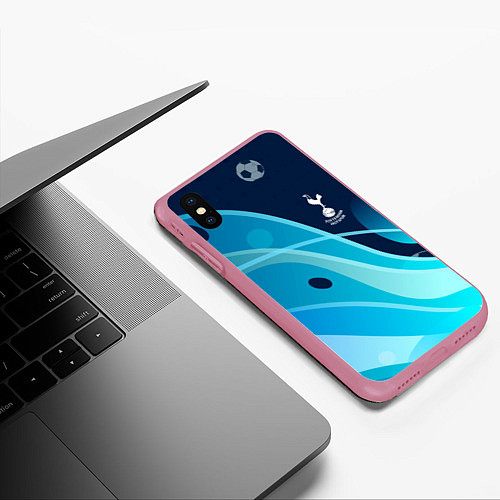 Чехол iPhone XS Max матовый Tottenham hotspur Абстракция / 3D-Малиновый – фото 3